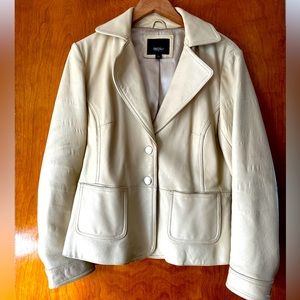 Cream Real Leather Jacket/Blazer